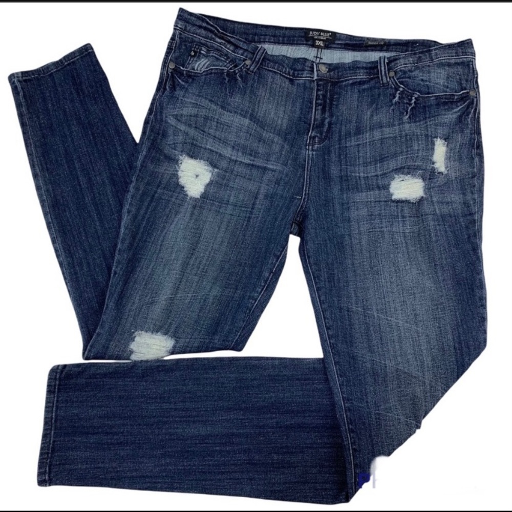 JUBY BLUE Destroyed Distressed Stretch Denim Skinny Jeans Women’s 3XL 20W 41x33